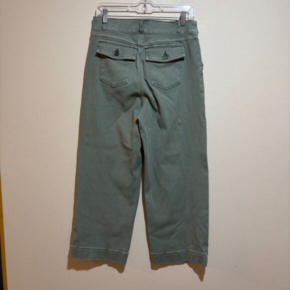 Spanx Stretch Twill Cropped Wide Leg Pant Green - Picture 7 of 14